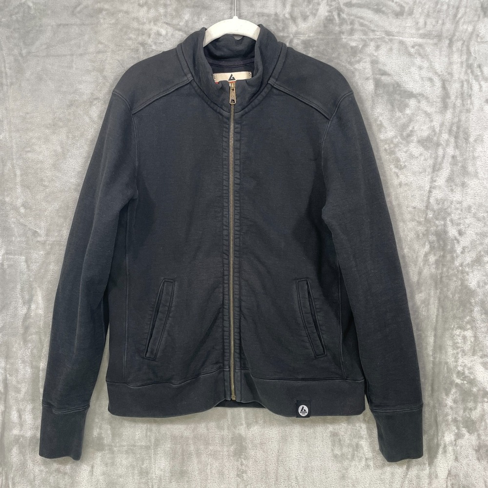 American Giant Womens Moto Full Zip Sweatshirt XL Black Jacket Mock USA Made
